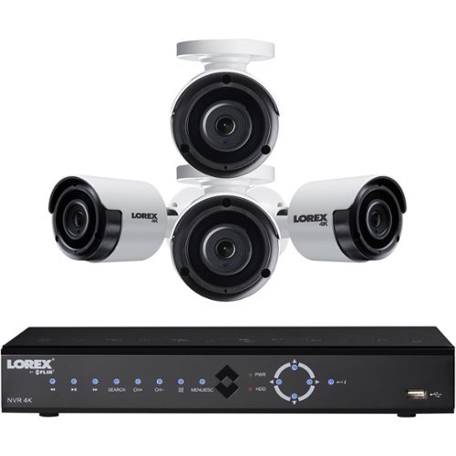  Lorex - 8-Channel, 4-Camera Indoor/Outdoor Wired 4K 2TB NVR Surveillance System