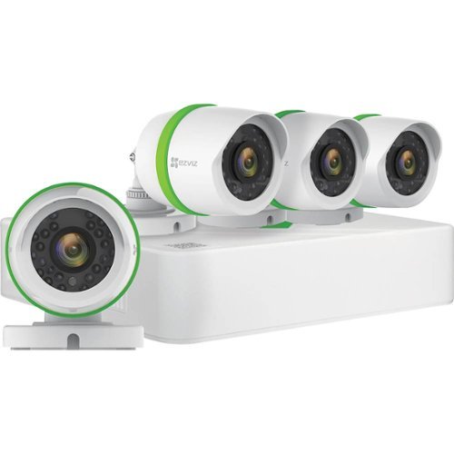  EZVIZ - 8-Channel, 4-Camera Indoor/Outdoor Wired 1TB DVR Surveillance System - White