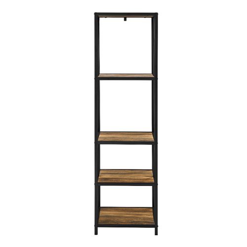 Walker Edison - X-frame Industrial Wood and Metal 4-Shelf Bookcase - Rustic Oak