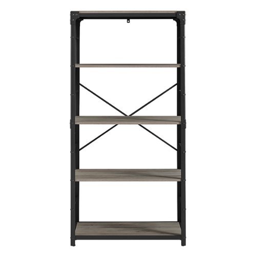 Walker Edison - Industrial Wood 4-Shelf Bookcase - Gray Wash-Front_Standard 