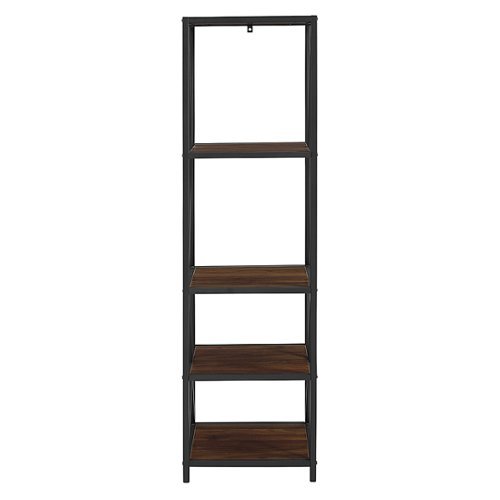 Walker Edison - X-frame Industrial Wood and Metal 4-Shelf Bookcase - Walnut