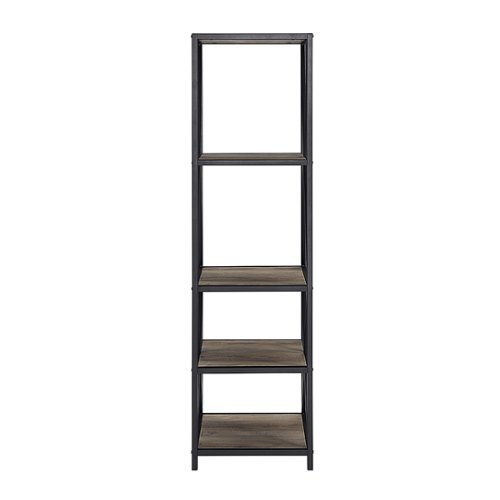 Walker Edison - X-frame Industrial Wood and Metal 4-Shelf Bookcase - Grey Wash