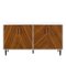 Walker Edison - 58” Mid Century Modern Faux Bookmatch Buffet/TV Stand Fits Most TVs up to 65" - Brown / White-Front_Standard