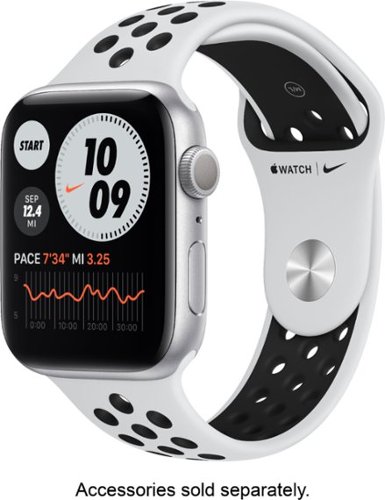 Apple Watch Nike Series 6 (GPS) 44mm Silver Aluminum Case with Pure Platinum/Black Nike Sport Band - Silver