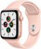 Apple Watch SE (1st Generation, GPS) 44mm Gold Aluminum Case with Pink Sand Sport Band - Gold-Front_Standard 