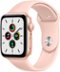 Apple Watch SE (GPS) 44mm Gold Aluminum Case with Pink Sand Sport Band - Gold - (2020)-Front_Standard