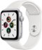 Apple Watch SE (1st Generation, GPS) 44mm Silver Aluminum Case with White Sport Band - Silver-Front_Standard 