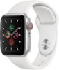 Apple Watch Series 5 (GPS + Cellular) 40mm Aluminum Case with White Sport Band - Silver Aluminum (Verizon) - (2019)-Front_Standard