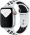 Apple Watch Nike Series 5 (GPS + Cellular) 40mm Silver Aluminum Case with Pure Platinum/Black Nike Sport Band - Silver Aluminum - (2019)-Front_Standard