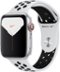 Apple Watch Nike Series 5 (GPS + Cellular) 44mm Aluminum Case with Pure Platinum/Black Nike Sport Band - Silver - (2019)-Front_Standard