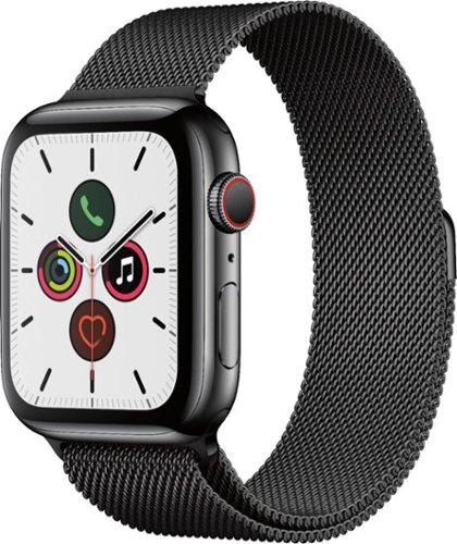 Apple Watch Series 5 (GPS + Cellular) 44mm Space Black Stainless Steel Case with Space Black Milanese Loop - Space Black Stainless Steel - (2019)-Front_Standard 