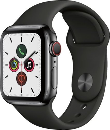 Apple Watch Series 5 (GPS + Cellular) 40mm Stainless Steel Case with Black Sport Band - Space Black Stainless Steel