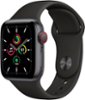 Apple Watch SE (GPS + Cellular) 40mm Space Gray Aluminum Case with Black Sport Band - Space Gray - Space Gray - (2020)-Front_Standard