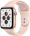 Apple Watch SE (GPS + Cellular) 44mm Gold Aluminum Case with Pink Sand Sport Band - Gold-Front_Standard 
