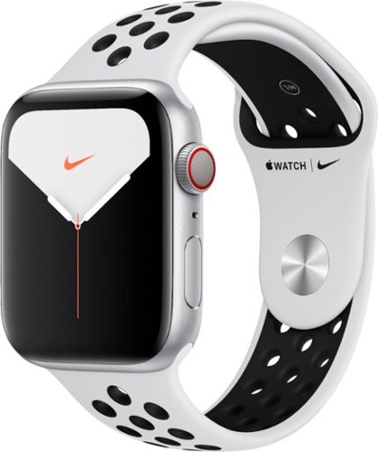 Apple Watch Nike Series 5 (GPS + Cellular) 44mm Silver Aluminum Case with Pure Platinum/Black Nike Sport Band - Silver Aluminum (AT&T) - (2019)-Front_Standard 
