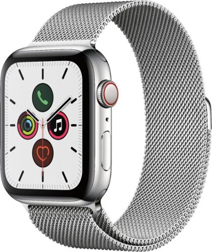 Apple Watch Series 5 (GPS + Cellular) 44mm Stainless Steel Case with Silver Milanese Loop - Stainless Steel (AT&T) - (2019)-Front_Standard 