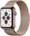 Apple Watch Series 5 (GPS + Cellular) 44mm Gold Stainless Steel Case with Gold Milanese Loop - Gold Stainless Steel (AT&T)-Front_Standard 