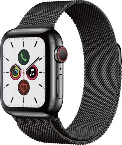 Apple Watch Series 5 (GPS + Cellular) 40mm Space Black Stainless Steel Case with Space Black Milanese Loop - Space Black Stainless Steel (AT&T) - (2019)-Front_Standard 
