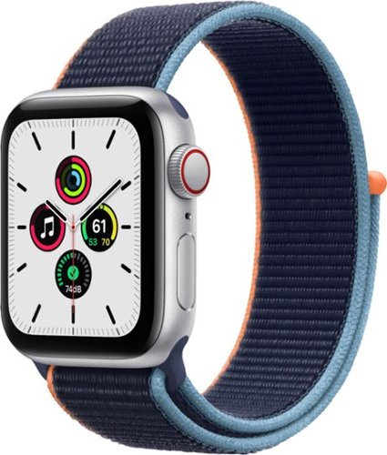 Apple Watch SE (GPS + Cellular) 40mm Silver Aluminum Case with Deep Navy Sport Loop - Silver (AT&T)
