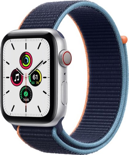 Apple Watch SE (GPS + Cellular) 44mm Aluminum Case with Deep Navy Sport Loop - Silver (AT&T)