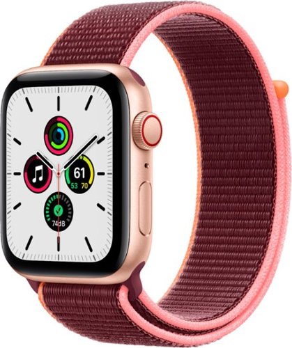 Apple Watch SE (GPS + Cellular) 44mm Aluminum Case with Plum Sport Loop - Gold (AT&T)