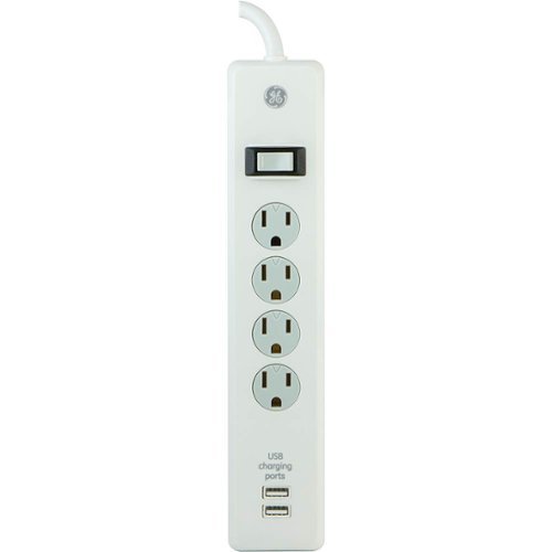 GE - 4-Outlet/2-USB Surge Protector - White