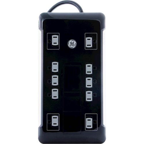 GE - UltraPro 10-Outlet/2-USB Surge Protector - Black-Front_Standard 