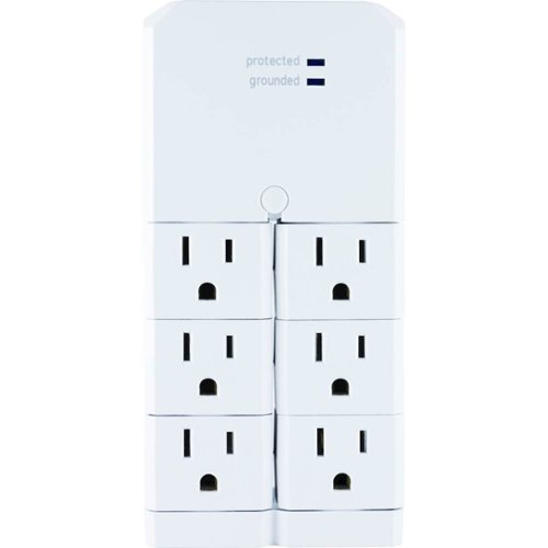 GE - Pro 6-Outlet Swivel Wall Tap Surge Protector - White