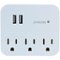 GE - 3-Outlet/2-USB Wall Tap Surge Protector - White-Front_Standard