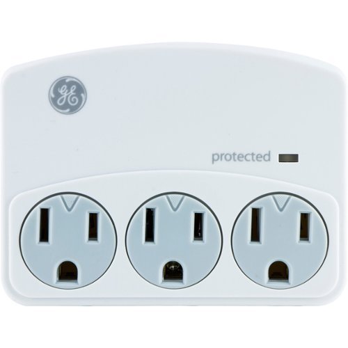 GE - 3-Outlet Wall Tap Surge Protector - White-Front_Standard 