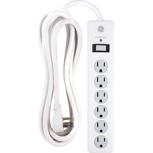 GE - 6-Outlet Surge Protector - White
