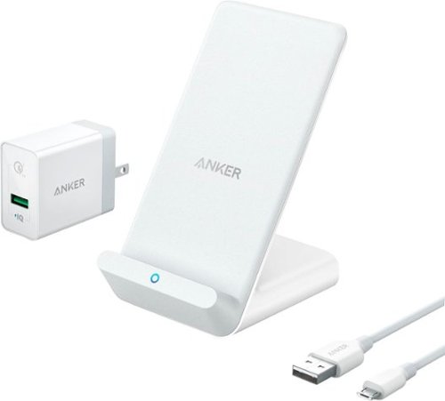  Anker - PowerWave 10W Wireless Charging Stand for iPhones and Android - White