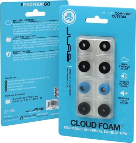 JLab Cloud Foam Ear Tips Kit - Black/Blue GLOBAL SHIPPING