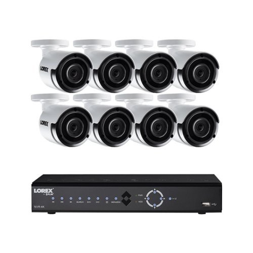 Lorex - 8-Channel, 8-Camera Indoor/Outdoor Wired 2TB NVR Surveillance System - Black/White-Front_Standard 