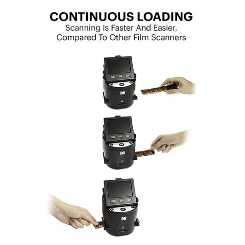 Kodak - Escáner digital de películas y diapositivas Scanza - Convierte negativos de películas y diapositivas a JPEG - Incluye LCD grande inclinable de 3,5 - Negro