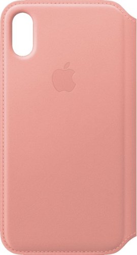 Apple - iPhone® X Leather Folio - Soft Pink-Front_Standard 