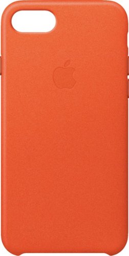 Apple - iPhone® 8/7 Leather Case - Bright Orange-Front_Standard 