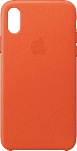 Apple - iPhone® X Leather Case - Bright Orange-Front_Standard 