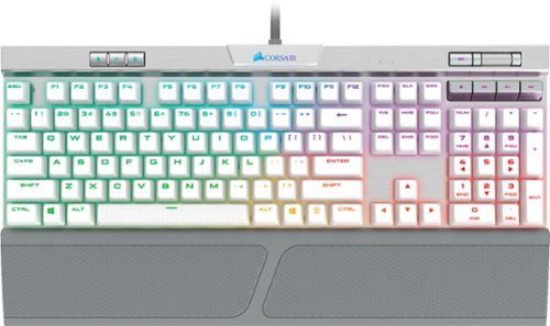CORSAIR - K70 RGB MK. 2 SE RAPIDFIRE Full-size Wired Mechanical Cherry MX Speed Linear Switch Gaming Keyboard with Wht PBT Keycaps - Silver Anodized Brushed Aluminum