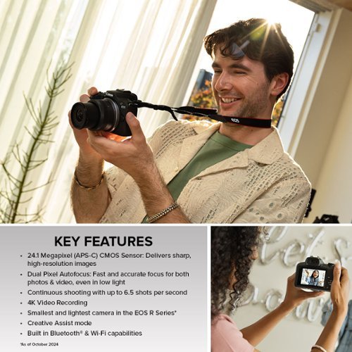 Canon EOS R100 4K Video Mirrorless Camera with RF-S18-45mm f/4.5-6.3 IS STM Lens - Black BUY IN AUSTRALIA