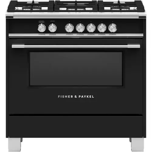 Front. Fisher & Paykel - 4.9 Cu. Ft. Freestanding Gas Convection Range - Black.