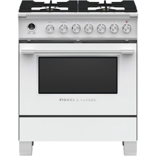 Fisher & Paykel - 3.5 Cu. Ft. Self-Cleaning Freestanding Dual Fuel Convection Range - White
