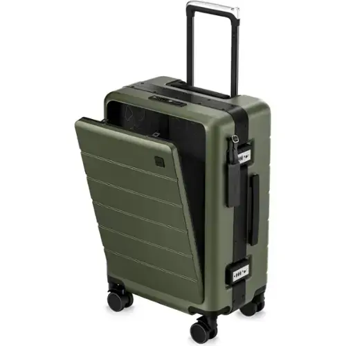 Front. LUGGEX - LUGGEX 21" Zipperless Carry On Front Laptop TSA Lock Spinner Suitcase 38L for Business Travel - ZX-Pro - Green.