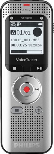 Philips VoiceTracer Digital Voice Recorder 8GB DVT2050 - Light Silver & Black