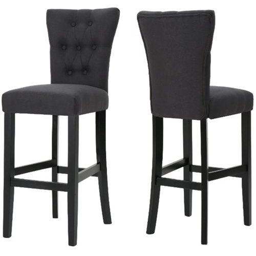 Noble House - Rockland Barstools (Set of 2) - Dark Charcoal-Front_Standard 
