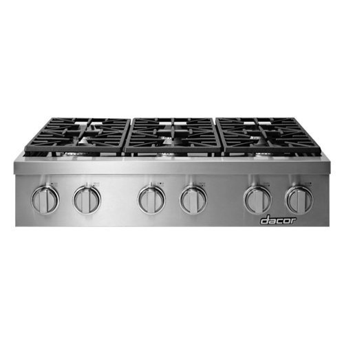 Dacor - Professional 36" Built-In Gas Cooktop with 6 burners with SimmerSear™ , Liquid Propane - Silver stainless steel