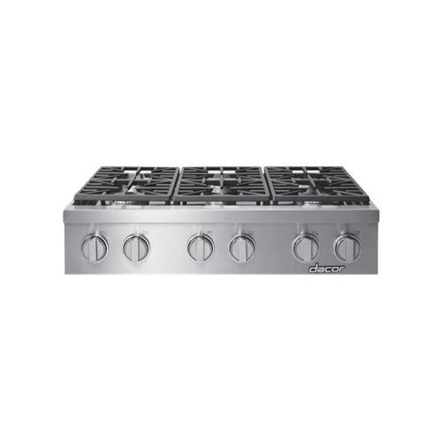 Dacor - Professional 48" Built-In Gas Cooktop with 6 burners with SimmerSear™ , Liquid Propane, High Altitude - Silver stainless steel
