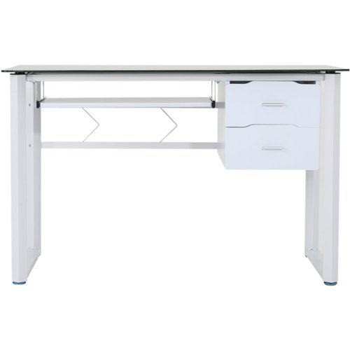 Noble House - Maxwell Glass Computer Desk - White-Front_Standard 