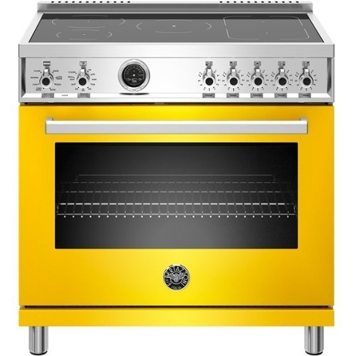 Bertazzoni - 5.7 Cu. Ft. Self-Cleaning Freestanding Electric Induction Convection Range - Glossy Yellow