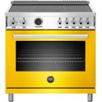 Bertazzoni - 5.7 Cu. Ft. Self-Cleaning Freestanding Electric Induction Convection Range - Glossy Yellow - Front_Standard